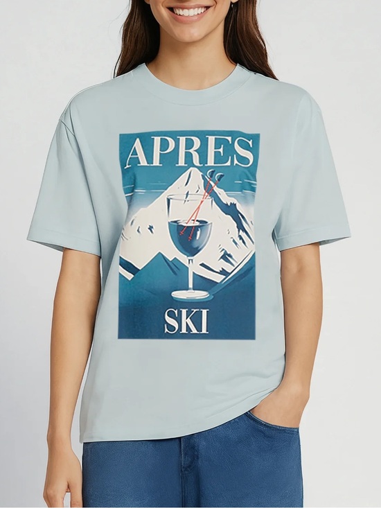 Wildfox Tops - Wildfox Light Blue 'APRES SKI' Graphic Tee